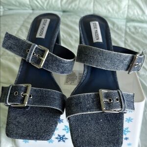 Steve Madden Blue Demin Sandals with Adjustable Straps